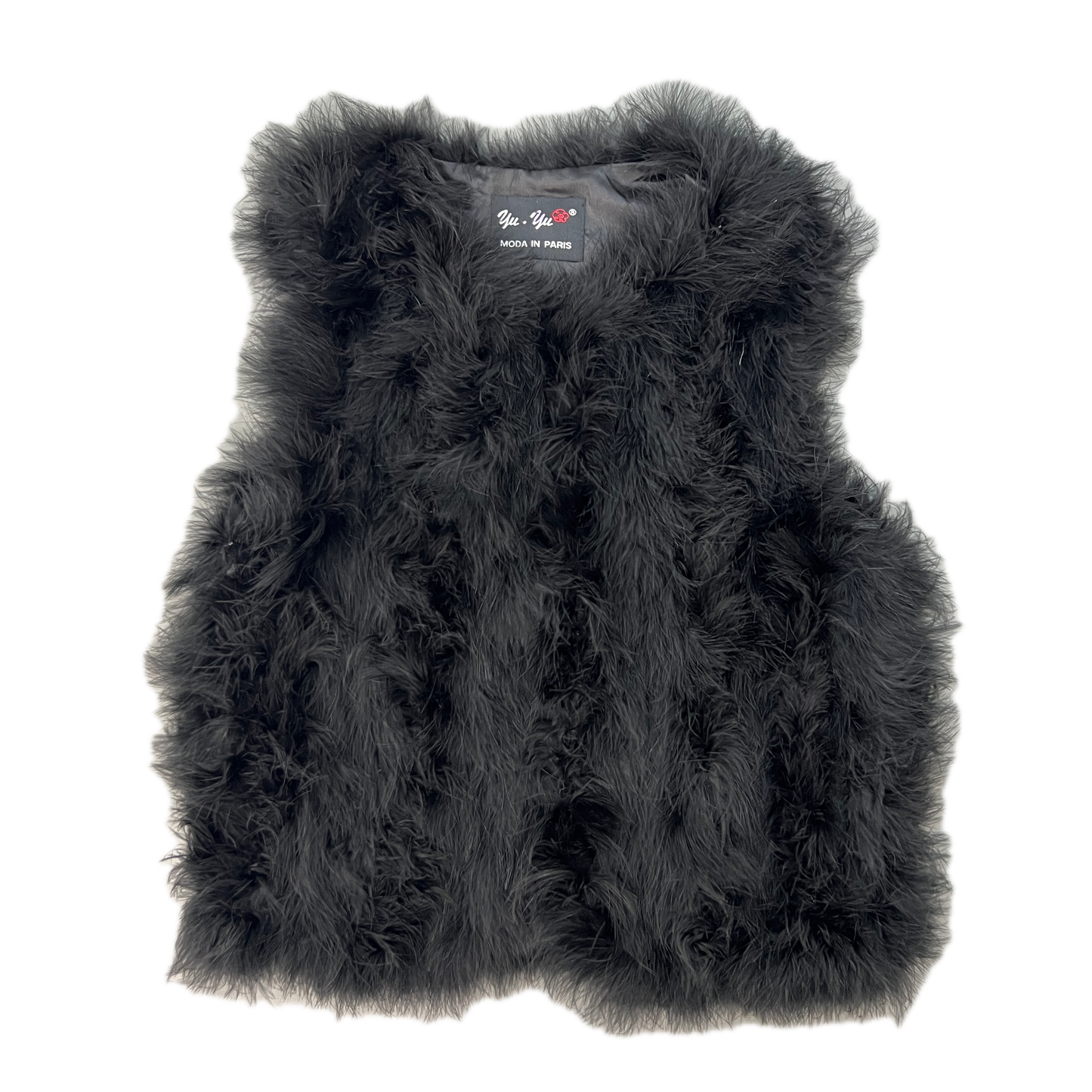 Black Fire Chicken Feather Vest Made in Paris